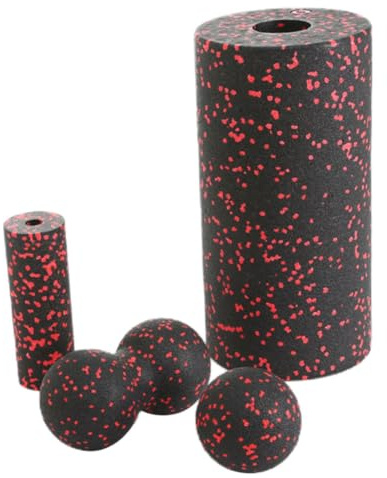 Gcroet Set di rulli per Fascia in Schiuma Kit di Palline per Massaggio Yoga Fitness Kit massaggiatore Muscolare in Schiuma Cava 4 Pezzi Rosso