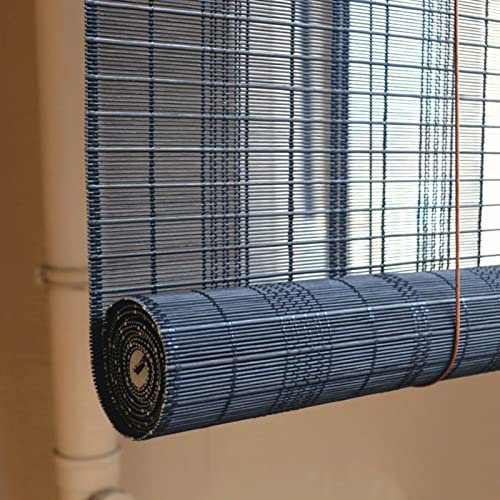 XIAODANHUA Svarta bambupersienner naturlig bambu rullgardin mörkläggning andningsbar gardin solskydd dekorativa romerska nyanser, sidodragning, för sovrum kök kontor (50 × 100 cm)