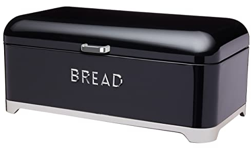 KitchenCraft Lovello Bread Bin, 42 x 22 cm (16.5 Inch x 8.5 Inch) - Midnight Black