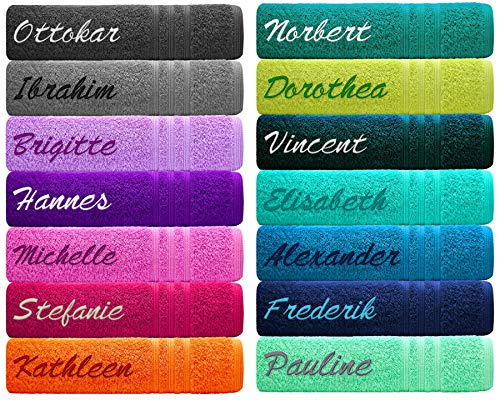 Lashuma Saunatuch Grau-Stein Bestickt 85x200, London Handtuch personalisiert, Badehandtuch