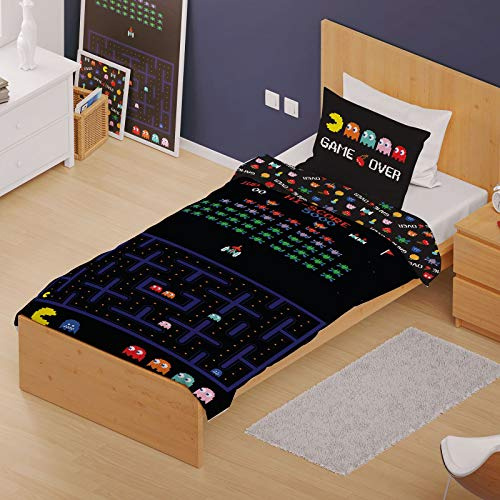 Retro Games Single/Double Duvet Cover Reversible Bedding Set Gaming (Single Duvet)