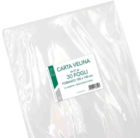 Florio Carta - Confezione da 30 Fogli di Carta Velina da 31 gr. Formato 100x140 cm | Colore Bianco | Multiuso | Ottima per Cartamodelli