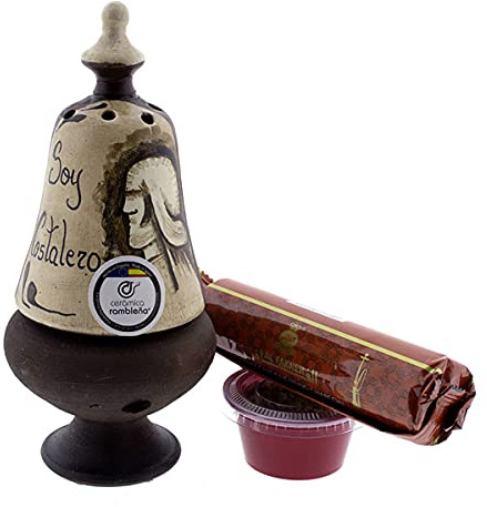 CERÁMICA RAMBLEÑA | Incensario cerámica | Incensario para casa | Incensarios Barro | Incensarios Originales | Incensario Campana Soy Costalero | 8.5x8.5x19 cm | Accesorios INCLUIDOS