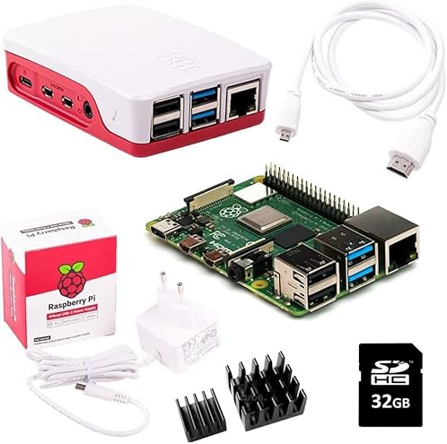 Raspberry Pi 4 Model B Kit de démarrage de bureau 8 Go Blanc 32 Go
