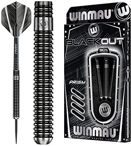 WINMAU Blackout 25 Gramm Profi Stahlspitze Wolfram Dartpfeile mit Flüge und Stiele (Wellen)