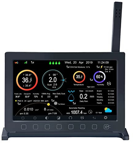 ECOWITT Console HP2560 for Weather Stations, WIFI Indoor 7 Inch TFT Color Display with Touch key, A Accessory, Cannot Be Used Alone, Support WS90/ WS80/ WS69 Outdoor Sensors or Accessories