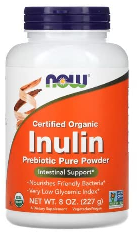 Now Foods Certified Organic Inulin (inulina biologica), dose elevata, 227 g di polvere vegana
