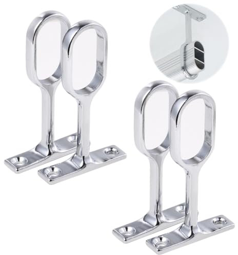 Soporte de Varilla,Soporte de Barra de Armario,Soporte Central de la Barra de Percha,Soporte para Cortinas,Soporte para Barra de Ropa,Soporte de Barra de Armario Ovalado,para Dormitorio,16mm (4)