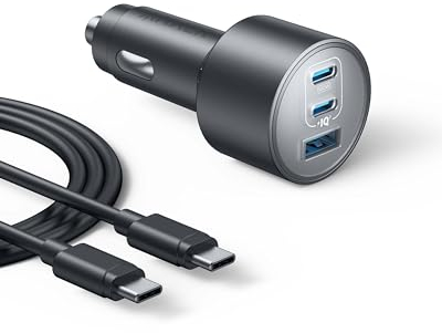 Anker 167,5W max. Zigarettenanzünder USB C, 3 Port kompaktes Typ-C Auto Ladegerät, Kfz-Ladegerät für MacBook Pro/Air, iPhone 16/15 / 14/13 Serie, Samsung S24 / S23, iPad Pro, AirPods und weitere