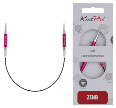 KnitPro Aiguilles à tricoter fixes Zing – Épingles à tricoter circulaires 22,5 cm x 5 mm