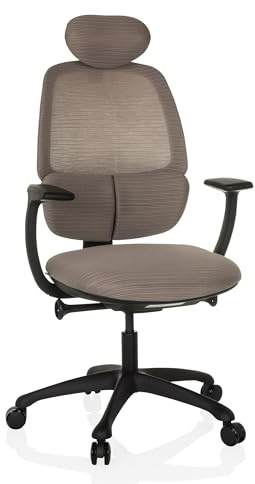 hjh OFFICE Silla de Oficina ergonómica RI-Cover Silla giratoria con Apoyo Lumbar Regulable, Respaldo Transpirable, Gris