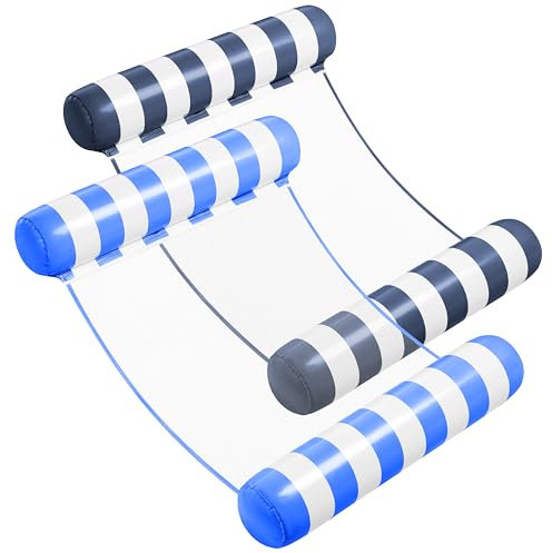 Sloosh 2 Pack Hängematte Pool Floats für Erwachsene, 4-in-1-aufblasbare Mehrzweck-Schwimmhilfen für den Pool, PVC Wasserhängematten Lounge Floaties (Blau, Marineblau)