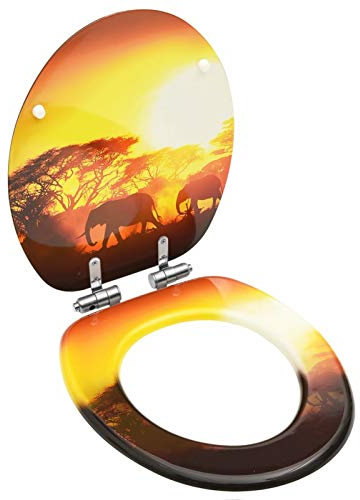 ShGaxin Toilettensitz mit Soft-Close-Deckel MDF Savanne Design, Klodeckel, Toilettendeckel, Wc Sitz, Klobrille, Wc Deckel, Toilettenbrille,