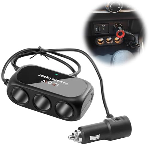 Car Cigarette Lighter Splitter 3 Sockets 120W Dual USB Fast Charging Adapter 12V/24V Power Outlet Splitter for Dash Cam GPS Phones Tablet Vehicle Devices Car Plug USB C Charger Multi Socket