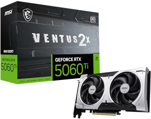MSI Gaming RTX 5060 Ti 8G Ventus 2X OC Plus - Scheda grafica (8 GB GDDR7, TBA-bit, prestazioni estreme: TBA MHz, DisplayPort x3 2.1a, HDMI 2.1b, architettura NVIDIA Blackwell)