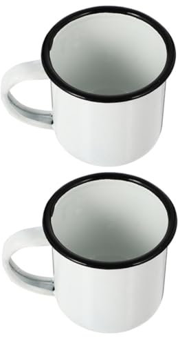 VERDANVERSE 2piezas Tazas Esmaltadas para Beber Unidades con Diseño Antideslizante Resistentes y Ligeras Aptas para Oficina Hogar Viajes y Uso Cafeterías o Restaurantes
