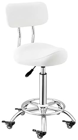 Sgabello da sella ergonomico con poggiapiedi e supporto per la schiena, regolabile in altezza per ufficio e salone