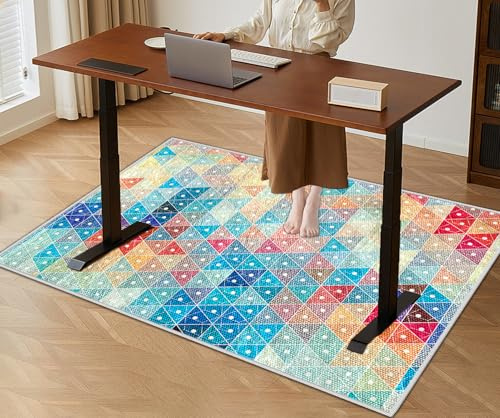 KwuSeug Tappeto Gaming Pavimento Pelo Corto Tappetini per Sedie da Ufficio Antiscivolo Rettangolare Tappeto per Sedia a Rotelle Tappeto Salvapavimento Protezione Parquet e Pavimenti Duri 120 x 140 cm