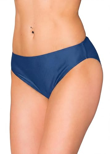 Aquarti Bikinihose Damen mit mittlerem Bund – Klassische Bikinihosen für Damen in Unifarben, Farbe: Dunkel Jeansblau, Größe: 40