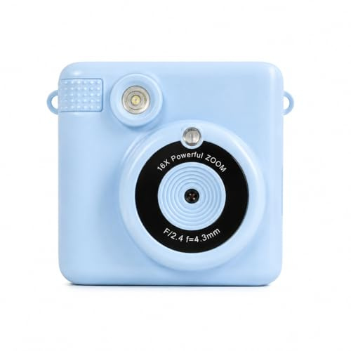 MONTY SOUL –Fotocamera Istantanea Digitale per Bambini con Stampa Termica con 3 ROTOLI piu di 150 Foto, Registra i Video, Modalità MP3, Playback Multimediale e Giochi Integrati (Azzurro)