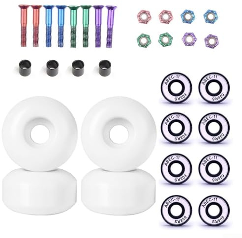 Set di 4 ruote per skateboard, in poliuretano ad alto rimbalzo, durezza 95A, per pattinaggio su strada e parco, 52 x 32 mm, colore bianco 95 A