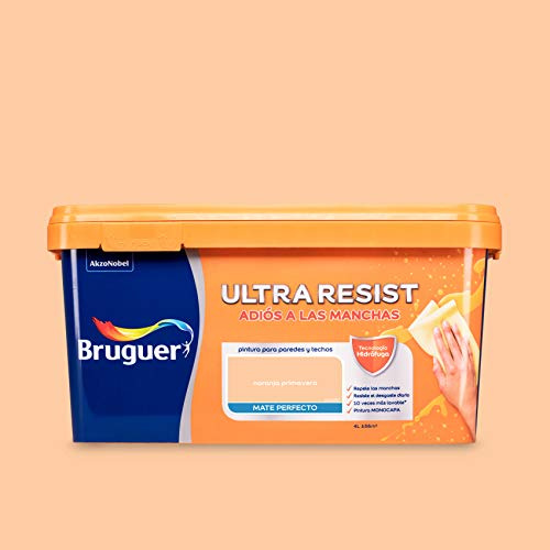 Bruguer ULTRA RESIST Pintura para paredes ultra lavable Naranja Primavera 4L