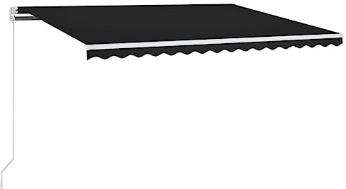 vidaXL Manual Retractable Awning Outdoor Lawn Garden Canopy Patio Sun Shade Balcony Terrace Shelter Arm Awning 400x350 cm Anthracite