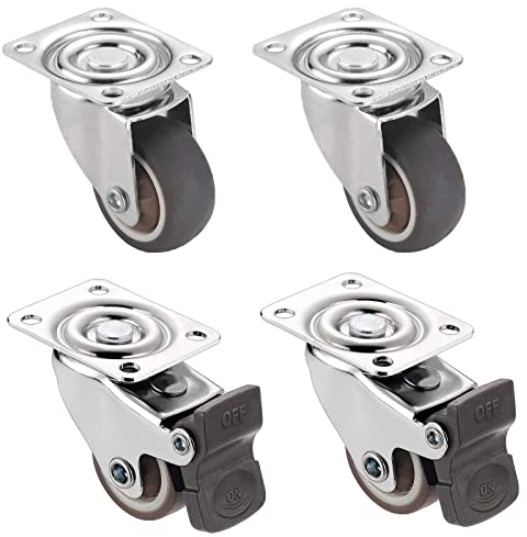 4 Pedazo Ruedas Ligeras para Muebles, Ruedas Giratorias de 360 °, Ruedas para Muebles, Ruedas Giratoria Silenciosa con Freno, Ruedas de Goma para Muebles, para Carros y Muebles, Puede Soportar 50 KG