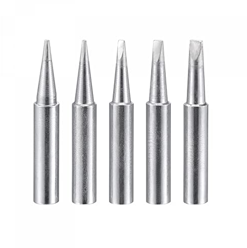 sourcing map Lead-Free Soldering Iron Tip Flat Edge 0.8D+1.2D+1.6D+2.4D+3.2D 4mmx41mm Replacements for Soldering Station 5Pcs