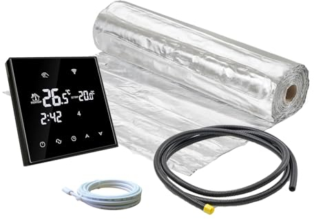 ew direkt Komplett-Set elektrische Fußbodenheizung AluPro 140 für Laminat/Klickvinyl mit Thermostat RT-67 Wlan (3 m² - 0,5 x 6 m)