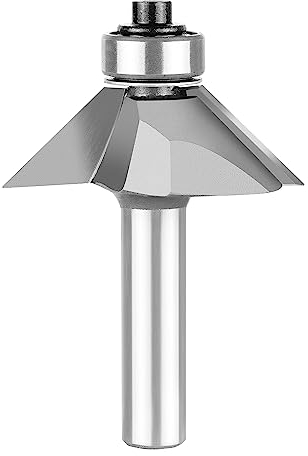 SpeTool Fasenfräser-Bits, 6,35 mm Schaft, 45 Grad Kantenformung, Fräser mit Lager, selbstgeführte Behandlung, 2 Rillen, CNC-Bitschneider, Holzbearbeitungswerkzeug für Holz