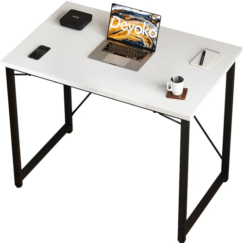 Devoko Scrivania per computer e laptop, stabile, da 80 cm, dal design moderno, semplice e compatto, per ufficio, studio, camera da letto, bianco