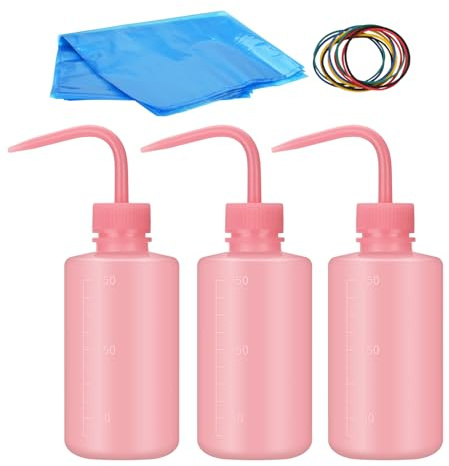 ATOMUS 3 flaconi rosa da 250 ml per il lavaggio del tatuaggio, bottiglia d'acqua per ciglia, con 10 flaconi usa e getta per tatuaggi, copre il manicotto