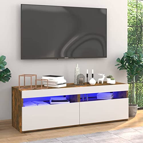 ShGaxin TV-möbler med LED-lampor, vardagsrumsmöbler, TV-skåp, TV-bord, TV-bord, TV-skåp, TV-skåp, TV-skåp, rökt ekfärg 60 x 35 x 40 cm