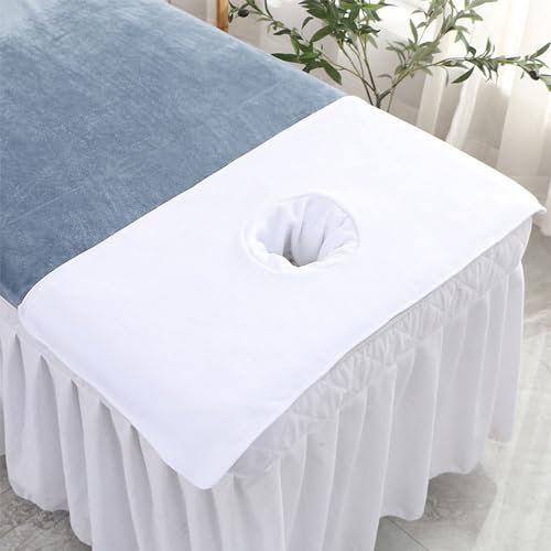 Morbuy Lenzuolo per Lettino da Massaggio Spa con Foro per Il Viso in Morbido Microfibra Riutilizzabile Lavabili 2 Pezzi Copertura Protettiva per Lettino da Massaggio (40x80cm,Bianco)