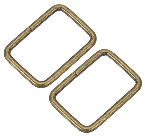 QUARKZMAN 4Pcs Anillo Rectangular de Metal, 1 1/2 x 1 Pulgada Hebilla Rectangular de Metal para Correa de Tejido Accesorios DIY para Bolsos, Bronce