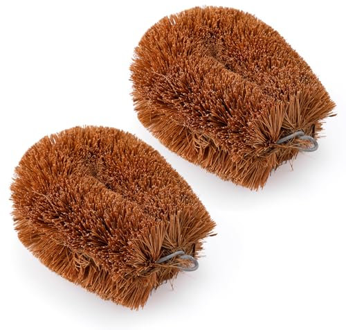 2pz Spazzola in Fibra di Cocco per Verdure, Spazzola per Verdure Spazzola per Frutta Vegetable Brush con Anello di Sospensione in Filo Metallico per la Pulizia Degli Alimenti in Cucina