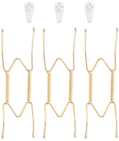 Bilillo 3 Pack Plate Hangers for Wall, Suitable for 8-10 Inch Art, Stainless Steel Invisible Heavy Duty Wire Holder With Wall Hooks for Displaying Plates, Platters, Dishes