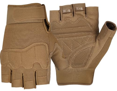 FIORETTO Mens Breathable Padded Fingerless Motorcycle Gloves Half Finger Gloves for Cycling Hiking Climbing Outdoor Sports