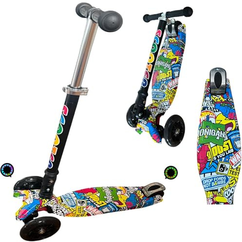 Monopattino Bambini Pieghevole con 3 Ruote Luminose a LED - Regolabile in Altezza per bambini da 3 a 12 anni - Carico Massimo 50kg giochi bambini