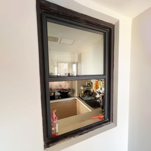 Fenster Hochleistungs-Schiebefenster Aus Aluminium Zum Auf- Und Abschieben, Sicherheitsfenster Für Den Haushalt Mit Fliegengittern Und Schlössern, Hausglasfenster Für Küche Und Bad(Black,12x40in/30x10