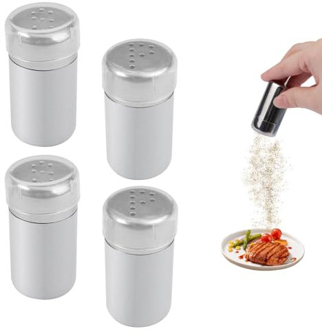 4 Pezzi Mini Spargisale In Acciaio Inox, 5ml Mini Saliera da Tavola, Spargisale Piccolo Mini Saliera Portatile con Foro S/P, Spargisale da Cucina, per Domestica Ristorante Barbecue Picnic