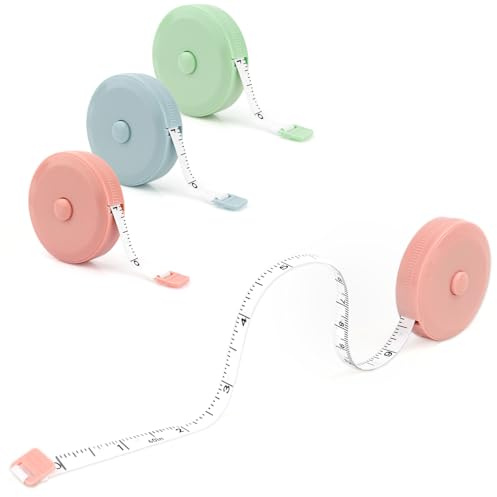 3 Pcs Metro A Nastro Retrattile Morbido,1.5 Metri A Nastro Retrattile,Metro Da Sarta Telescopico Con Doppia Scala,3 Colours