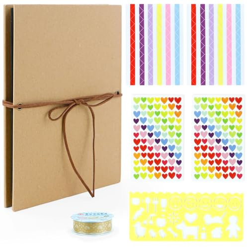 xyuayamz Album Fotografico Fai Da Te, Scrapbook Albume Foto Pagine Nere, Organo Scrapbooking Kit, Albums Figurine Personalizzato per Famiglia Amici e Coppie Idee Regalo, 21 * 15cm, Kaki