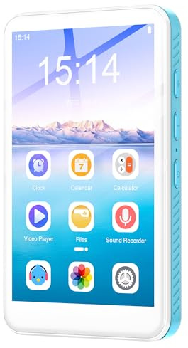 SWOFY Reproductor MP3 de 160 GB con Bluetooth y WiFi, D08 Android 13 MP3, pantalla táctil de 4 pulgadas, Bluetooth, WiFi, compatible con Spotify, Audible, Play Store y radio FM, ampliación de hasta 1
