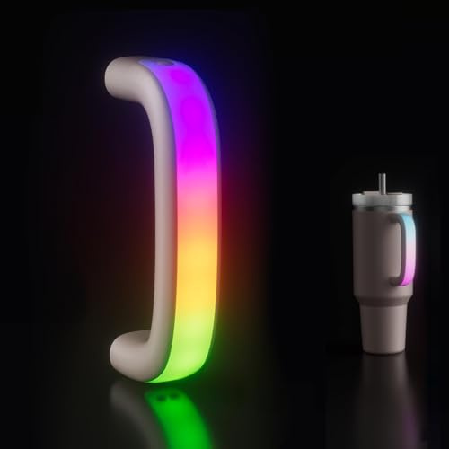 Poignée de Gobelet à Éclairage LED, Compatible avec les Gobelets Stanley 1,2L et 850mL (Quencher H2.0), 6 Couleurs, Confortable Poignée pour Stanley pour les Fêtes et le Plein Air (Rose)