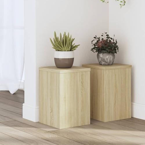 Fasba Pflanzenständer 2 STK. Sonoma-Eiche 20x20x30 cm Holzwerkstoff, Blumensäule Pflanzensockel für Wohnzimmer Eingangsbereich Garten als Eyecatcher852899
