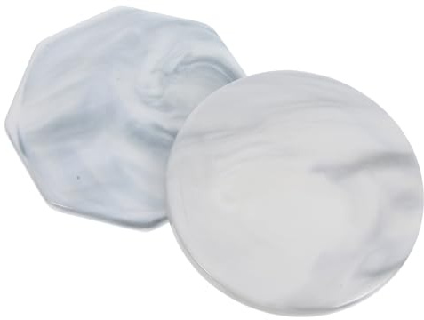 SMASOLO Placas de Soporte para Sello de Lacre 2 Piezas Resistentes al Calor de Cerámica Diseño Jaspeado Gris Redondo y Octogonal Almohadilla Antiadherente para Desmolde y Posavasos