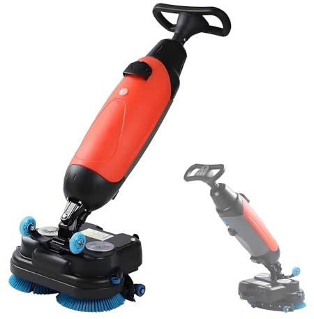 AETEREOS Commercial Floor Scrubber Machine,Hand Push Portable Electric Washer and Dryer with 17 Inch Cleaning Width 1200 m²/H Efficiency for Tile Hardwood and Carpet in Offices Hotels Red-220V