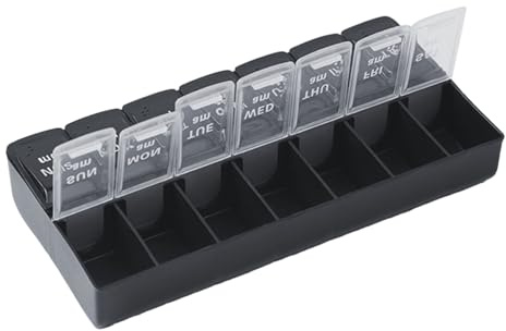Weekly Pill Organizer, Weekly Pill Organizer 2 gånger om dagen AM/PM, fack | Bärbar resepillerlåda Bärbara, avtagbara brickor, för piller, kapslar, fiskolja, kosttillskott, fack, bättre organisati